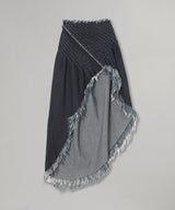 Glaze Assymetric Denim Skirt-PONDER.ER-Forget-me-nots Online Store