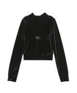 Micro Bra Velour Hoodie-BASICKS-Forget-me-nots Online Store