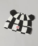 Checkered Flag Bear Beanie-BASICKS-Forget-me-nots Online Store