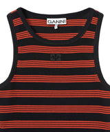 Soft Cotton Rib Striped Tank Top-GANNI-Forget-me-nots Online Store