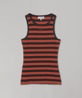 Soft Cotton Rib Striped Tank Top-GANNI-Forget-me-nots Online Store