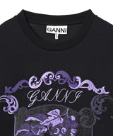 Basic Cotton Jersey Damask Relaxed T-Shirt-GANNI-Forget-me-nots Online Store