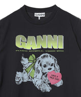 Basic Cotton Jersey Neon Puppy T-Shirt-GANNI-Forget-me-nots Online Store