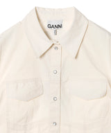 Washed Stretch Cotton Corset Shirt-GANNI-Forget-me-nots Online Store