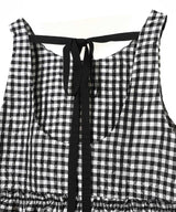 Crinkled Taffeta Check Open Back Frill Top-GANNI-Forget-me-nots Online Store