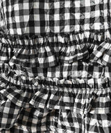 Crinkled Taffeta Check Open Back Frill Top-GANNI-Forget-me-nots Online Store