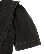 Garment Dyed Cotton Mini Smock Bubble Dress-GANNI-Forget-me-nots Online Store