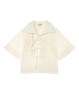 Stretch Cotton Cowl Neck Blouse-GANNI-Forget-me-nots Online Store