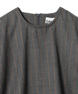 Brushed Wool Stripe Circle Collar Mini Dress-GANNI-Forget-me-nots Online Store