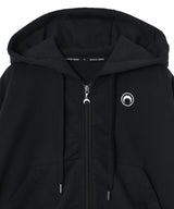 Moon Logo Jersey Fleece Zipped Hoodie-Marine Serre-Forget-me-nots Online Store