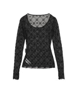 Moonogram Mesh Flock Ls Roundneck Top-Marine Serre-Forget-me-nots Online Store
