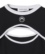 Moon Logo Bicolor Ribbed Jersey Ls Cutout-Shirt-Marine Serre-Forget-me-nots Online Store