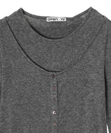 Layered Henley Lounge Tee-OPEN YY-Forget-me-nots Online Store