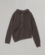 Slant Zip Hoodie-OPEN YY-Forget-me-nots Online Store