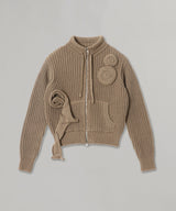 Applique Knit Zipup Jacket-OPEN YY-Forget-me-nots Online Store