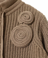 Applique Knit Zipup Jacket-OPEN YY-Forget-me-nots Online Store