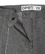 Linen Panelled Raw-Cut Pants-OPEN YY-Forget-me-nots Online Store