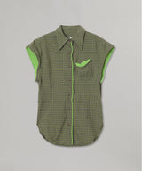 Color Block Wire Shirt-OPEN YY-Forget-me-nots Online Store