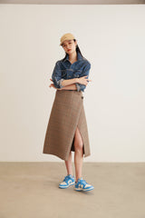 <Archive Sale>Beige Check Wrap Skirt-WE11DONE-Forget-me-nots Online Store