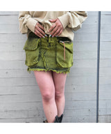 <Archive Sale>Acid Washed Cargo Skirt-Aries-Forget-me-nots Online Store