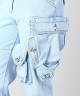 <Archive Sale>Blue Womens Washed Cargo-WE11DONE-Forget-me-nots Online Store