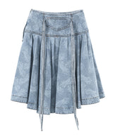 <Archive Sale>Blue Allover Printed Flare Denim Long Sk-WE11DONE-Forget-me-nots Online Store