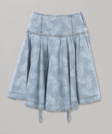 <Archive Sale>Blue Allover Printed Flare Denim Long Sk-WE11DONE-Forget-me-nots Online Store