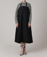 <Archive Sale>Black Wool Silk Slit Detail Long Dress-WE11DONE-Forget-me-nots Online Store