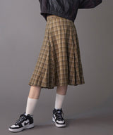 <Archive Sale>Viscorse Tweed Flare Box Pleats Skirt-beautiful people-Forget-me-nots Online Store