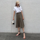 <Archive Sale>Viscorse Tweed Flare Box Pleats Skirt-beautiful people-Forget-me-nots Online Store