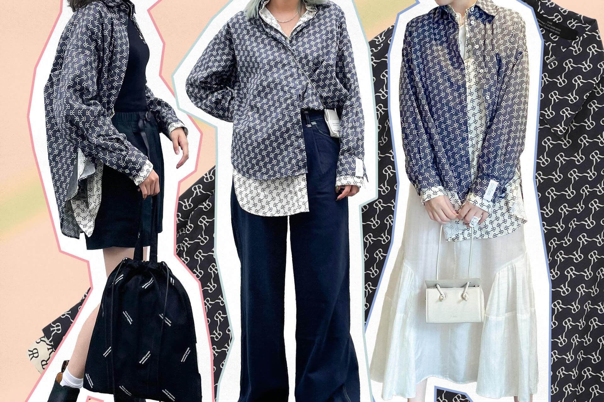 Mix and Match #3 rokh｜ Double Layer Shirt-Forget-me-nots Online Store