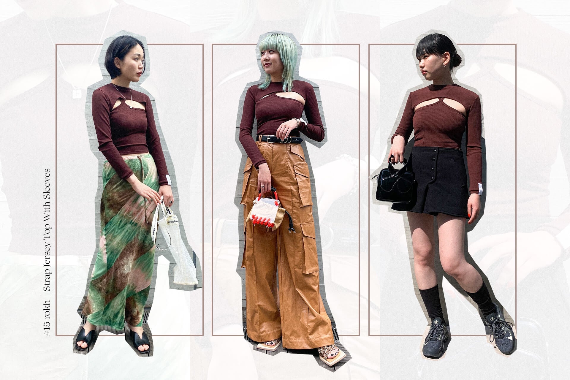 Mix and Match #15 rokh｜Strap Jersey Top With Sleeves-Forget-me-nots Online Store