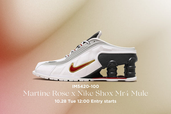 抽選販売のお知らせ<br>Martine Rose x Nike Shox Mr4 Mule