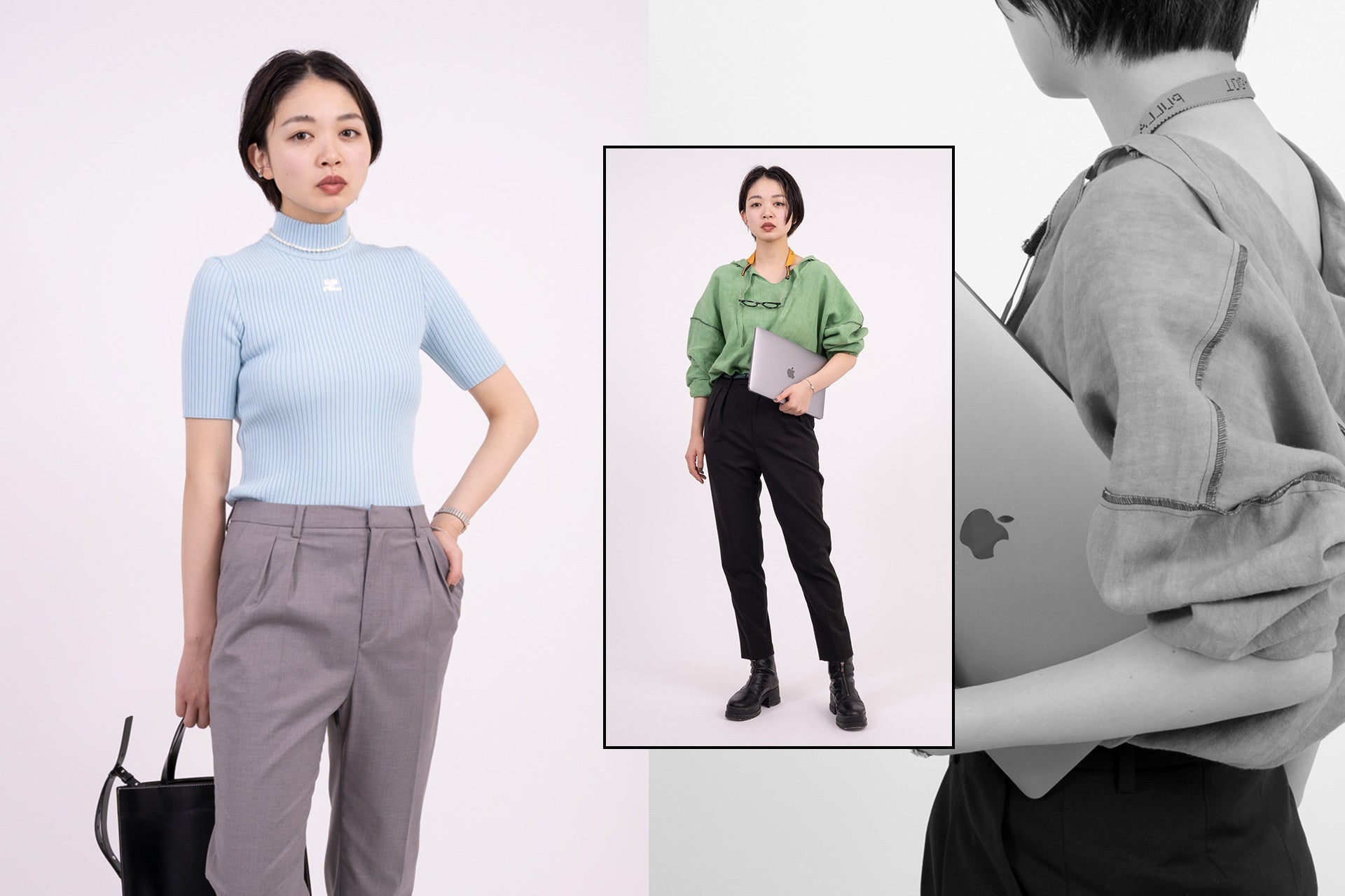 5 Days of Work Outfits <br>with fmn Double Tuck Tapered Slacks-Forget-me-nots Online Store