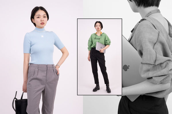 5 Days of Work Outfits <br>with fmn Double Tuck Tapered Slacks-Forget-me-nots Online Store