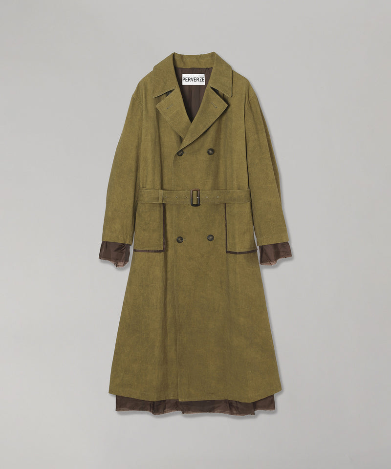 Rough Twill Long Coat-PERVERZE-Forget-me-nots Online Store