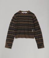 perverze♡stripemohair cardigan♡モヘアカーディガン Double Stripe Knit Cardigan/Brown｜PERVERZE | パーバーズの