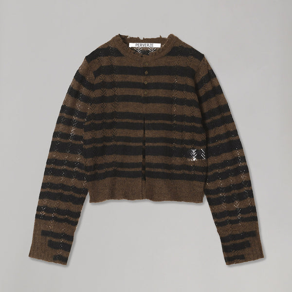 パーバーズ(PERVERZE)｜Thick Stripe Knit Cardigan