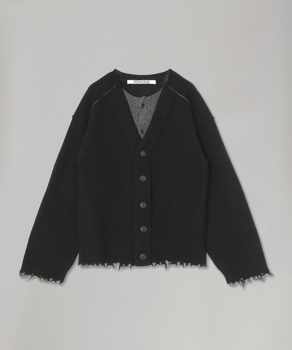 パーバーズ(PERVERZE)｜Lambs-Wool Layered Knit Cardigan
