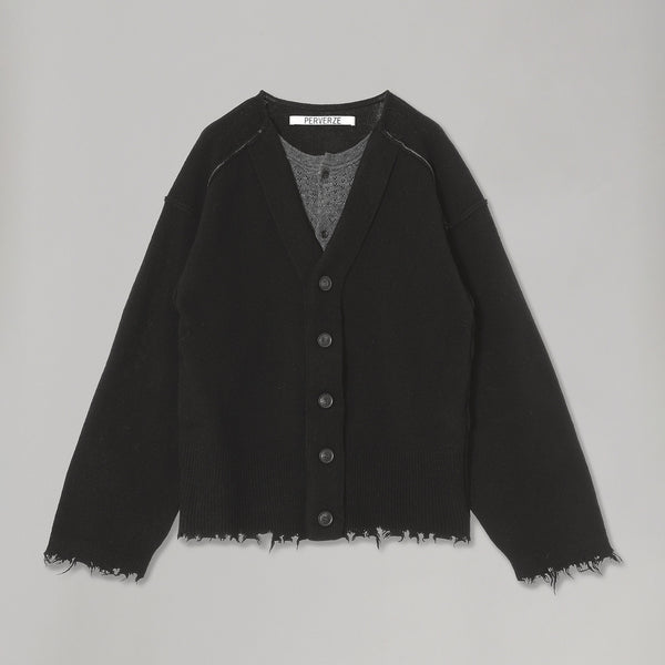 パーバーズ(PERVERZE)｜Lambs-Wool Layered Knit Cardigan