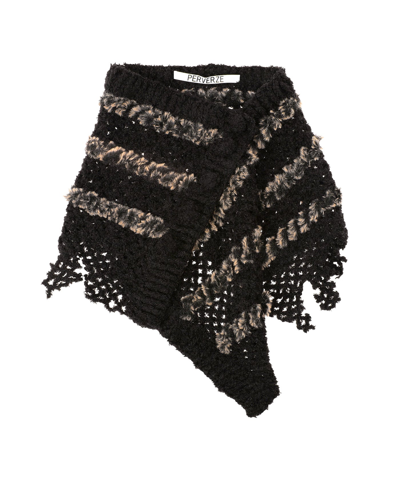 Fluffy-Trim Mesh Knit Apron｜パーバーズ(PERVERZE)｜Forget-me-nots