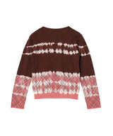 Dip-Dye Check Knit Cardigan-PERVERZE-Forget-me-nots Online Store