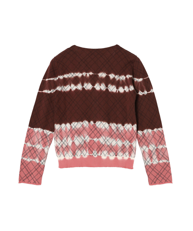 パーバーズ(PERVERZE)｜Dip-Dye Check Knit Cardigan｜Forget-me-nots