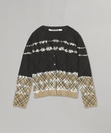 Dip-Dye Check Knit Cardigan-PERVERZE-Forget-me-nots Online Store