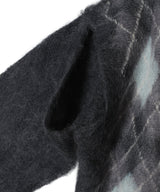 Wide Slit Argyle Line Cardigan