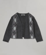 Wide Slit Argyle Line Cardigan