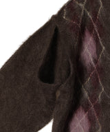 Wide Slit Argyle Line Cardigan
