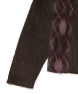 Wide Slit Argyle Line Cardigan