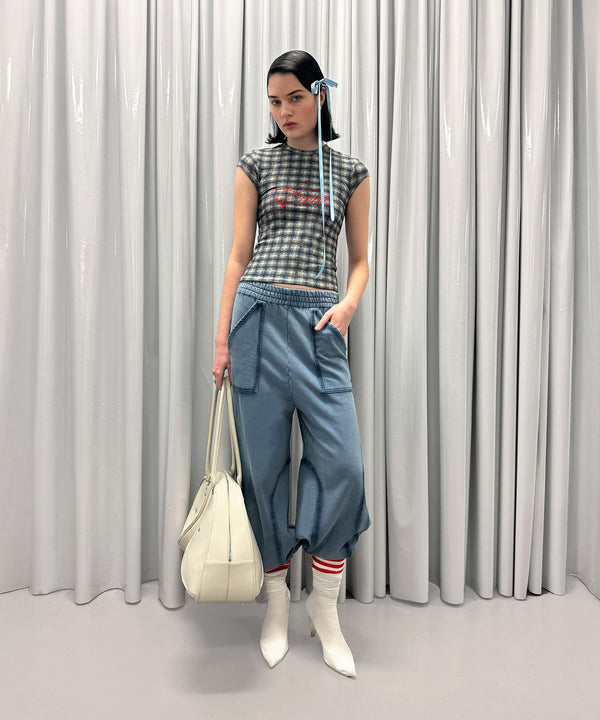 T-Shirt Checked Blue-AVAVAV-Forget-me-nots Online Store