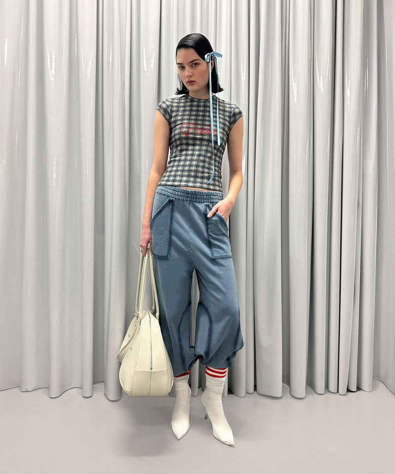 T-Shirt Checked Blue-AVAVAV-Forget-me-nots Online Store